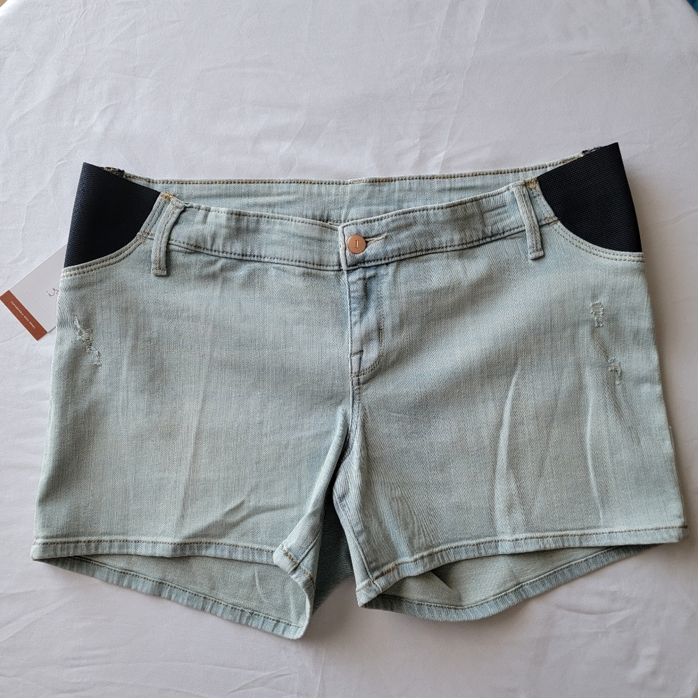 Under Belly Maternity Jean Shorts Isabel Maternity by Igrid & Isabel Side Panels